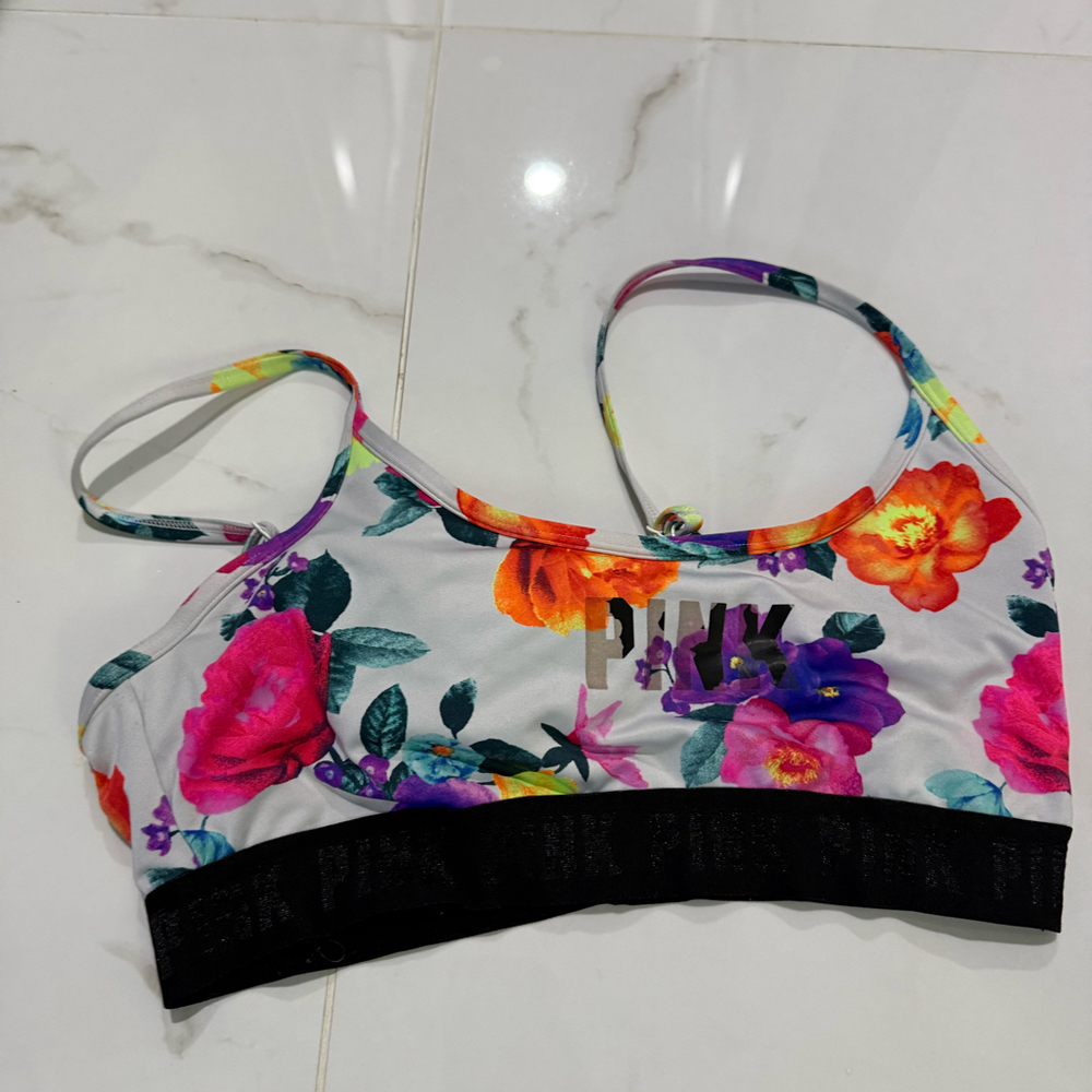Victoria’s Secret Pink Floral Sports Bra Large